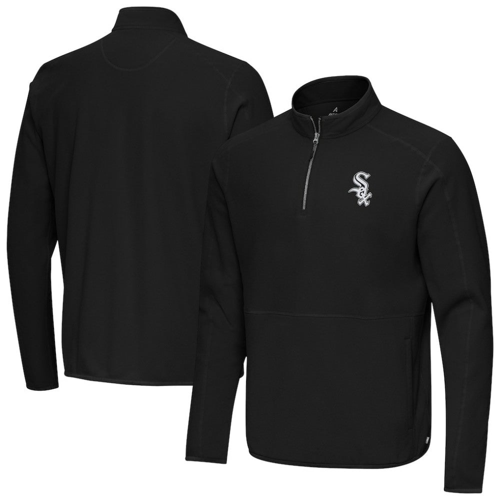 Chicago White Sox Antigua Step Up Quarter-Zip Pullover - Black Pullover
