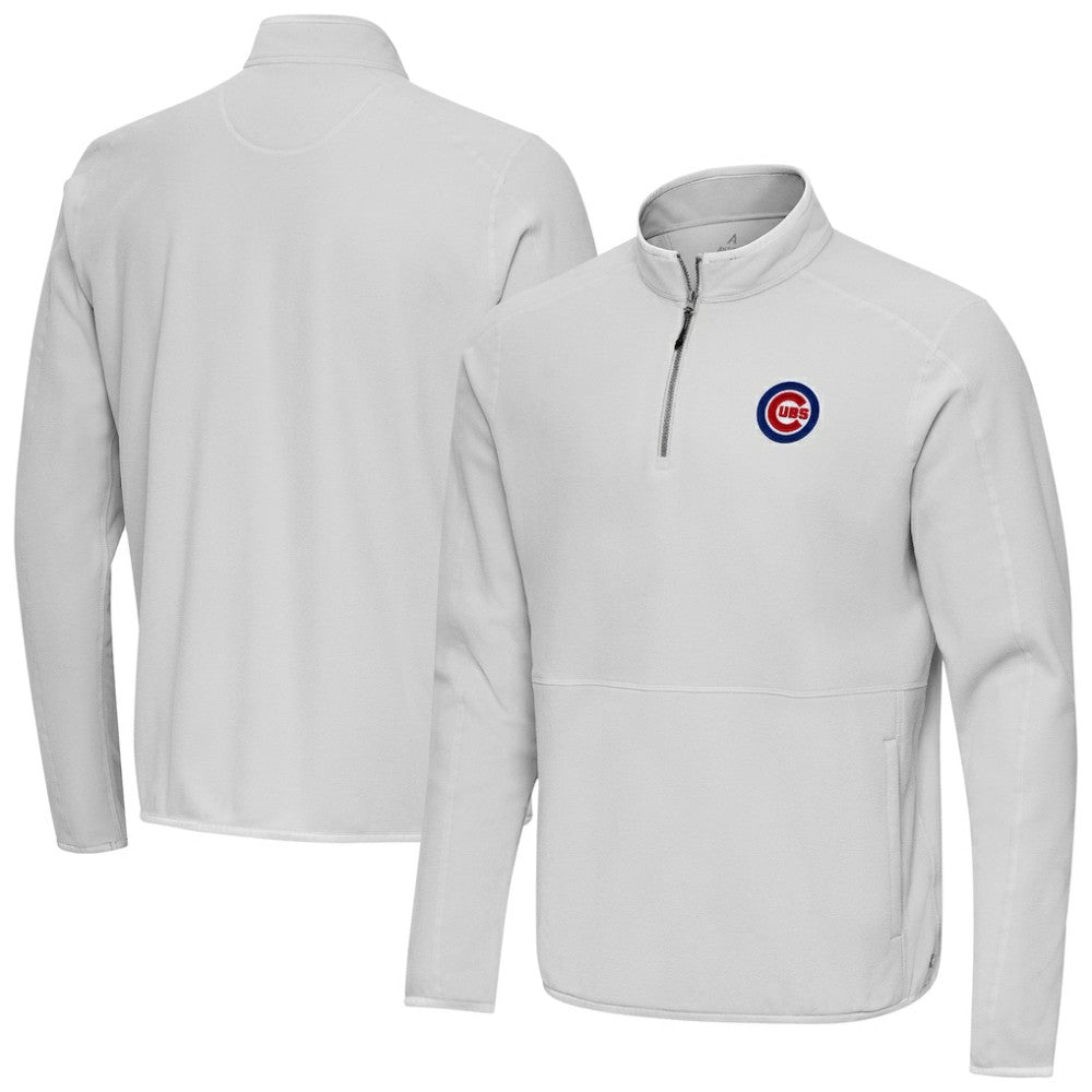 Chicago Cubs Antigua Step Up Quarter-Zip Pullover - Gray Pullover