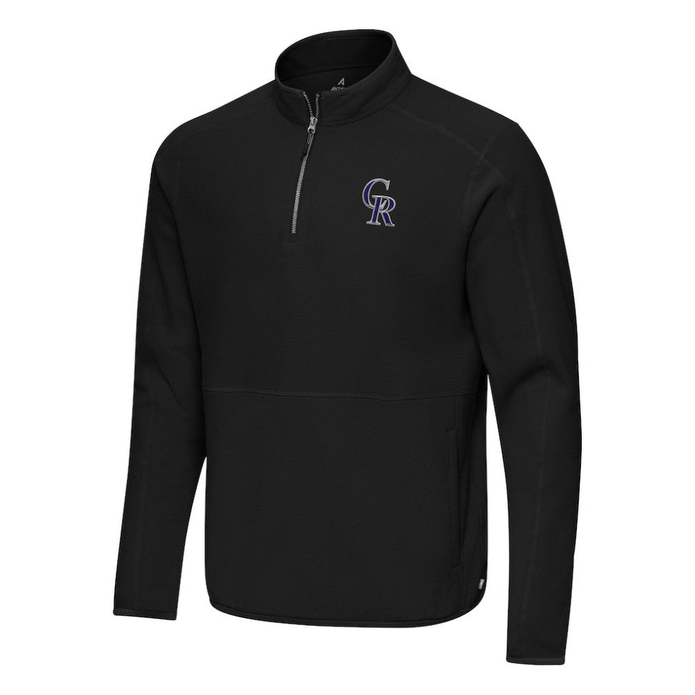 Colorado Rockies Antigua Step Up Quarter-Zip Pullover - Black Pullover