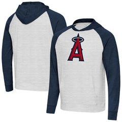 Los Angeles Angels Antigua Urgent Pullover Hoodie - Heather Navy/Gray Hoodies