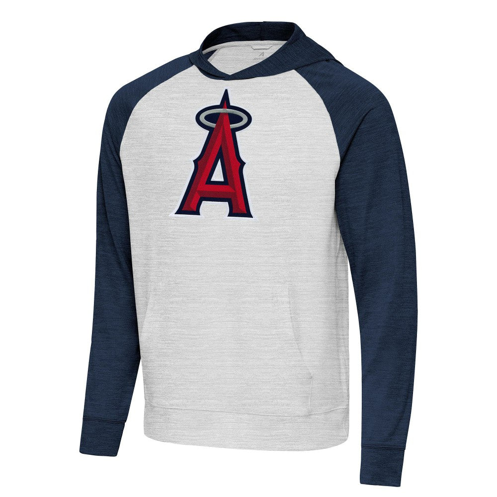 Los Angeles Angels Antigua Urgent Pullover Hoodie - Heather Navy/Gray Hoodies