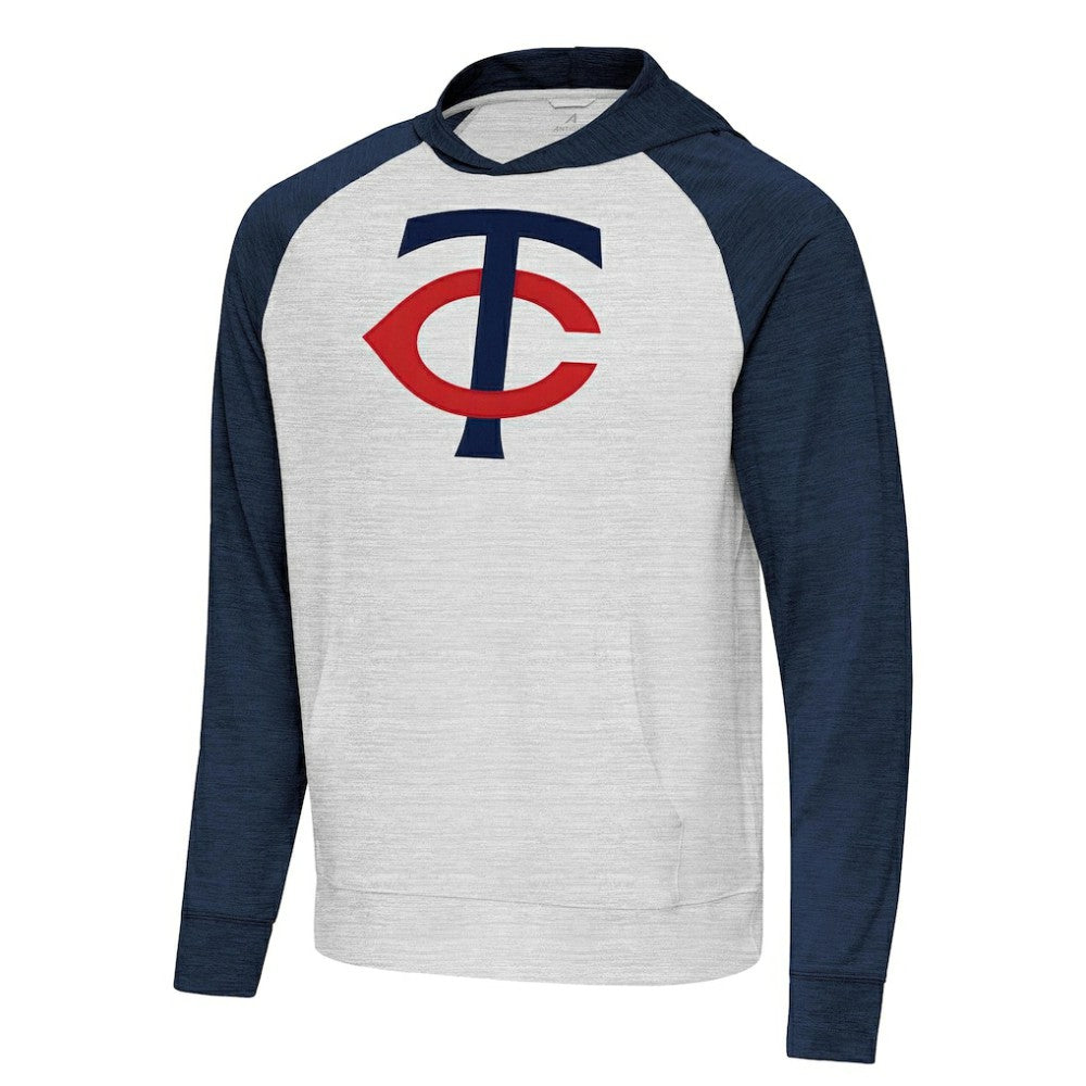 Minnesota Twins Antigua Urgent Pullover Hoodie - Heather Navy/Gray Hoodies