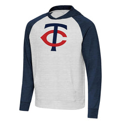 Minnesota Twins Antigua Urgent Pullover Hoodie - Heather Navy/Gray Hoodies