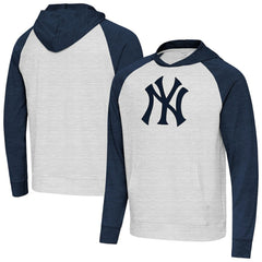 New York Yankees Antigua Urgent Pullover Hoodie - Heather Navy/Gray Hoodies
