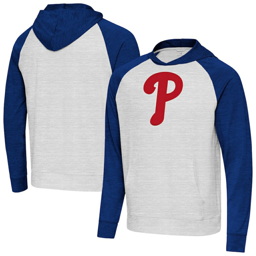 Philadelphia Phillies Antigua Urgent Pullover Hoodie - Royal/Gray Hoodies