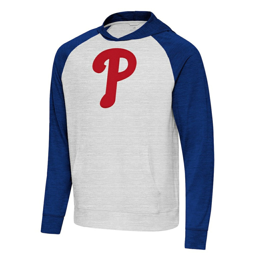 Philadelphia Phillies Antigua Urgent Pullover Hoodie - Royal/Gray Hoodies