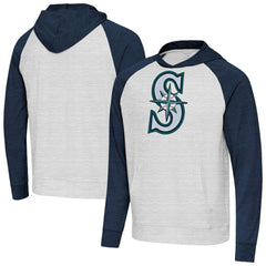 Seattle Mariners Antigua Urgent Pullover Hoodie - Heather Navy/Gray Hoodies