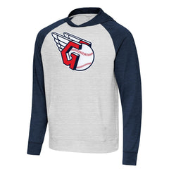 Cleveland Guardians Antigua Urgent Pullover Hoodie - Heather Navy/Gray Hoodies