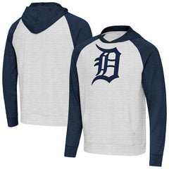 Detroit Tigers Antigua Urgent Pullover Hoodie - Heather Navy/Gray Hoodies