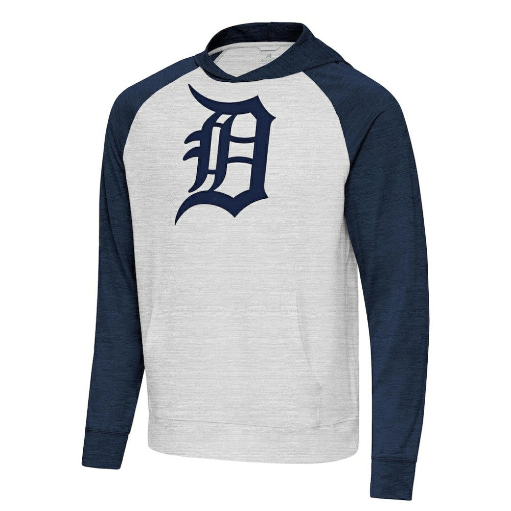 Detroit Tigers Antigua Urgent Pullover Hoodie - Heather Navy/Gray Hoodies