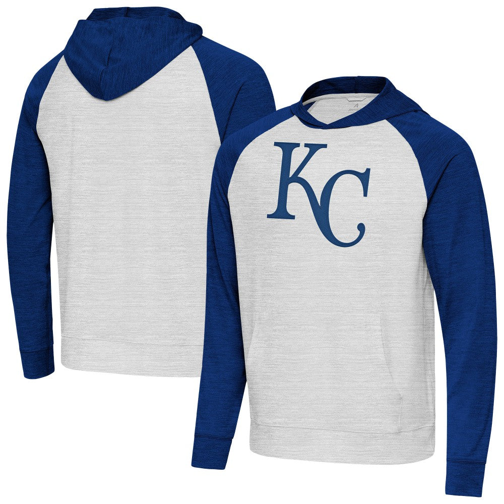 Kansas City Royals Antigua Urgent Pullover Hoodie - Royal/Gray Hoodies