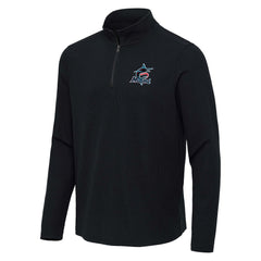 Miami Marlins Antigua Sync Tri-Blend Quarter-Zip Pullover - Heather Black Pullover