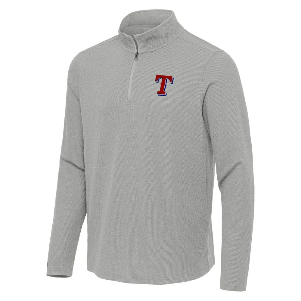Texas Rangers Antigua Sync Tri-Blend Quarter-Zip Pullover - Heather Gray Pullover