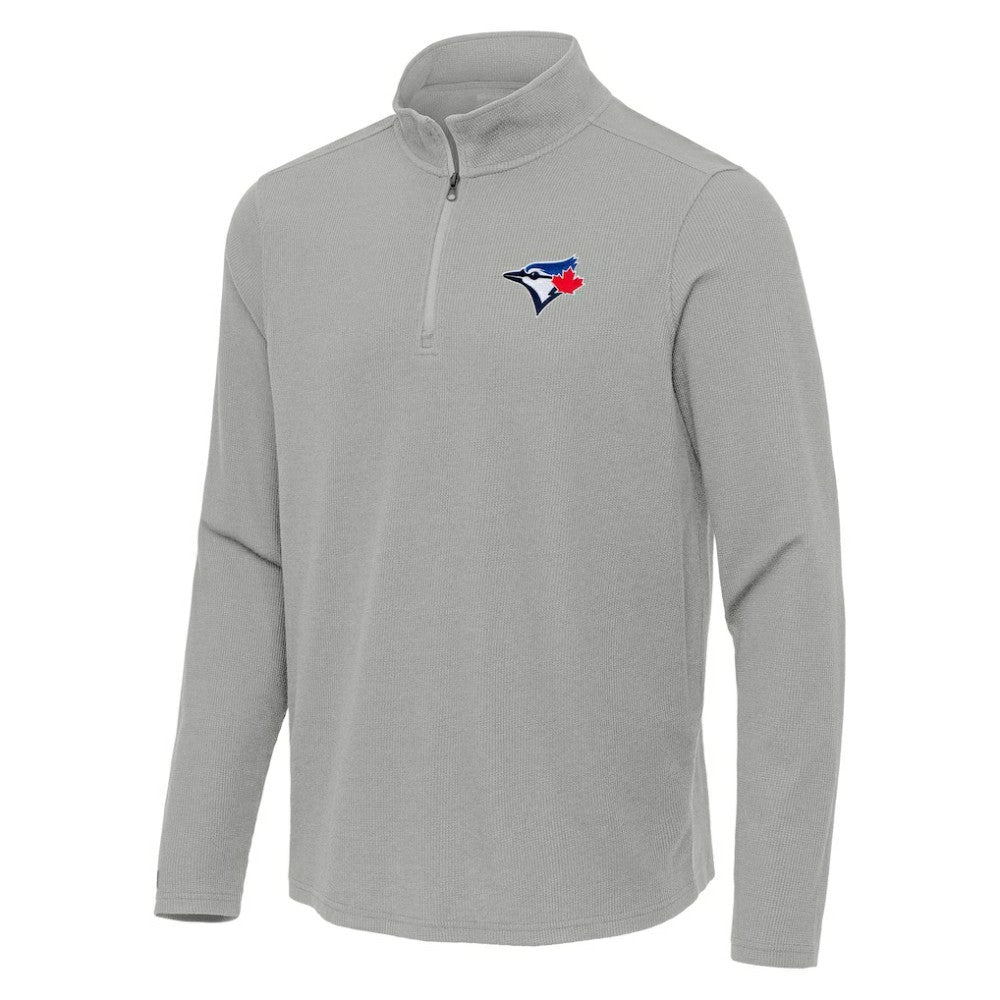 Toronto Blue Jays Antigua Sync Tri-Blend Quarter-Zip Pullover - Heather Gray Pullover
