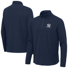 New York Yankees Antigua Sync Tri-Blend Quarter-Zip Pullover - Heather Navy Pullover
