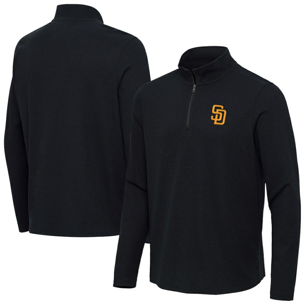 San Diego Padres Antigua Sync Tri-Blend Quarter-Zip Pullover - Heather Black Pullover