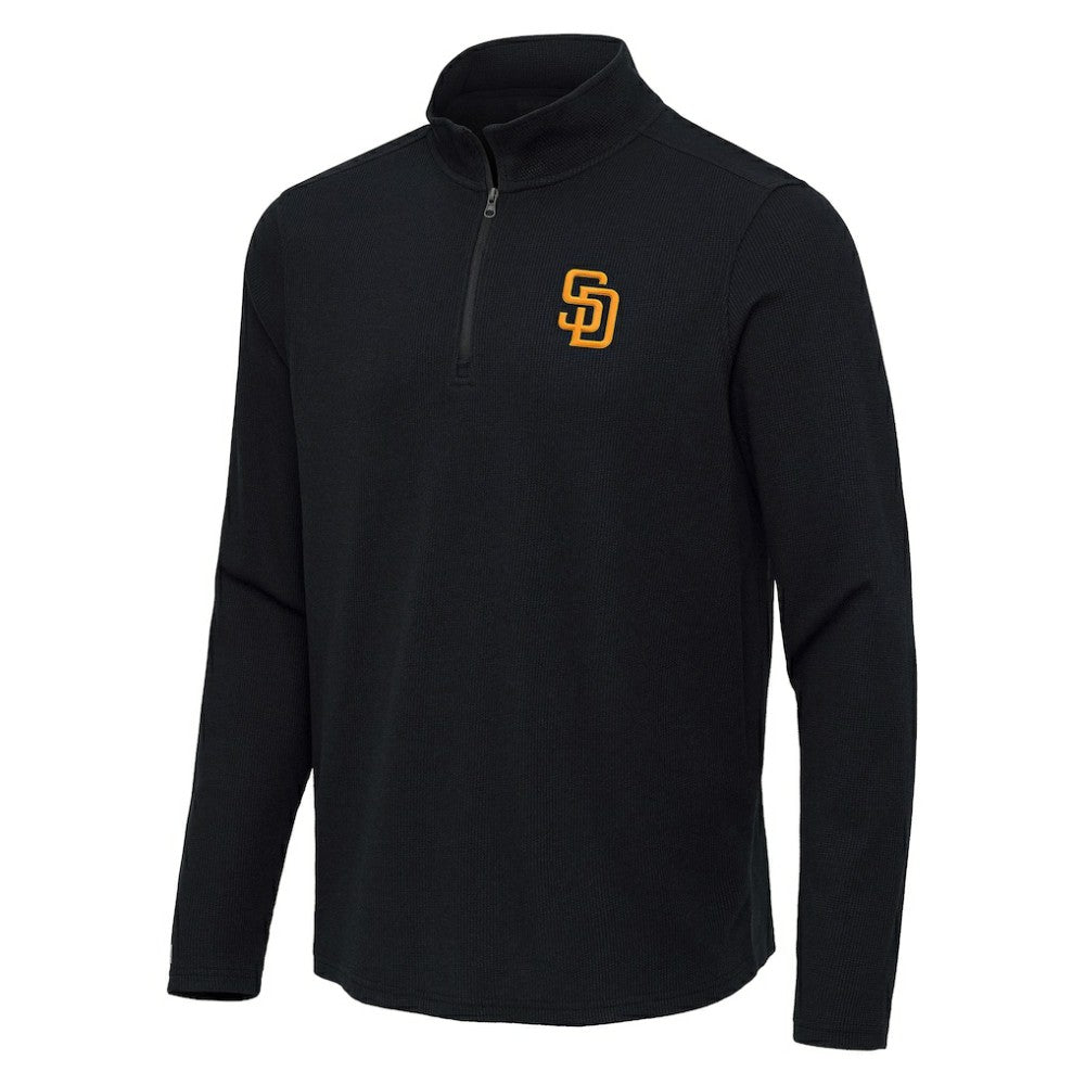 San Diego Padres Antigua Sync Tri-Blend Quarter-Zip Pullover - Heather Black Pullover