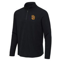 San Diego Padres Antigua Sync Tri-Blend Quarter-Zip Pullover - Heather Black Pullover