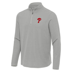 Philadelphia Phillies Antigua Sync Tri-Blend Quarter-Zip Pullover - Heather Gray Pullover