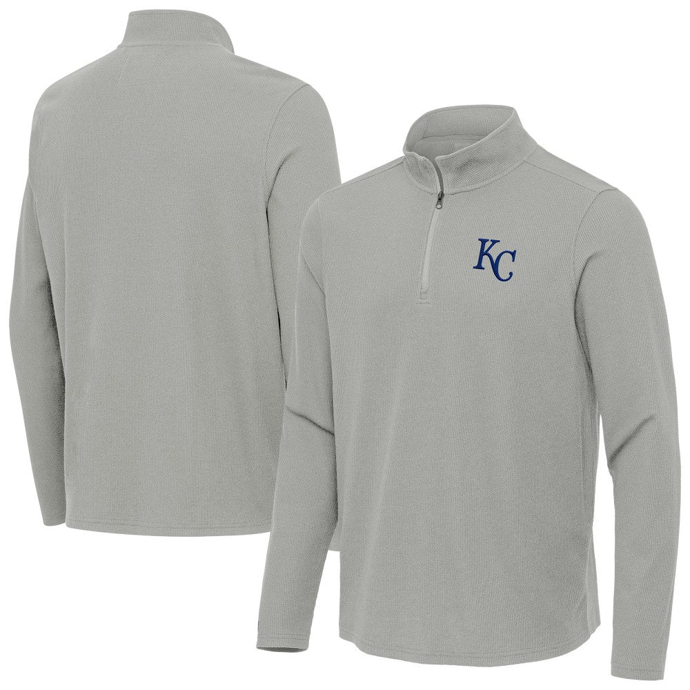 Kansas City Royals Antigua Sync Tri-Blend Quarter-Zip Pullover - Heather Gray Pullover