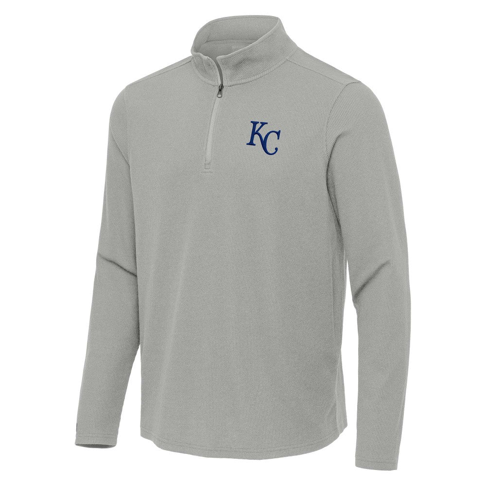 Kansas City Royals Antigua Sync Tri-Blend Quarter-Zip Pullover - Heather Gray Pullover