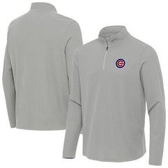 Chicago Cubs Antigua Sync Tri-Blend Quarter-Zip Pullover - Heather Gray Pullover