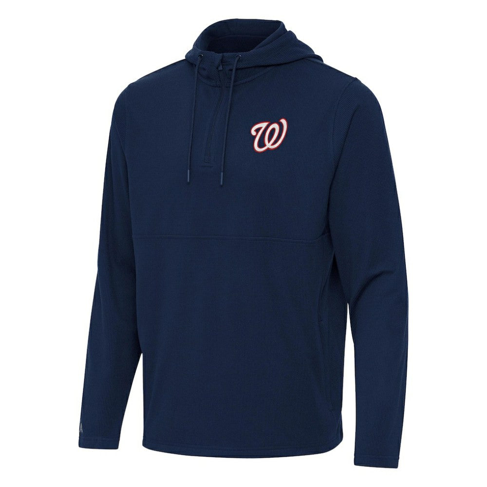 Washington Nationals Antigua Connected Quarter-Zip Pullover Hoodie - Navy Hoodies