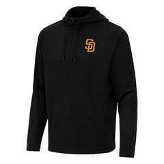 San Diego Padres Antigua Connected Quarter-Zip Pullover Hoodie - Black Hoodies