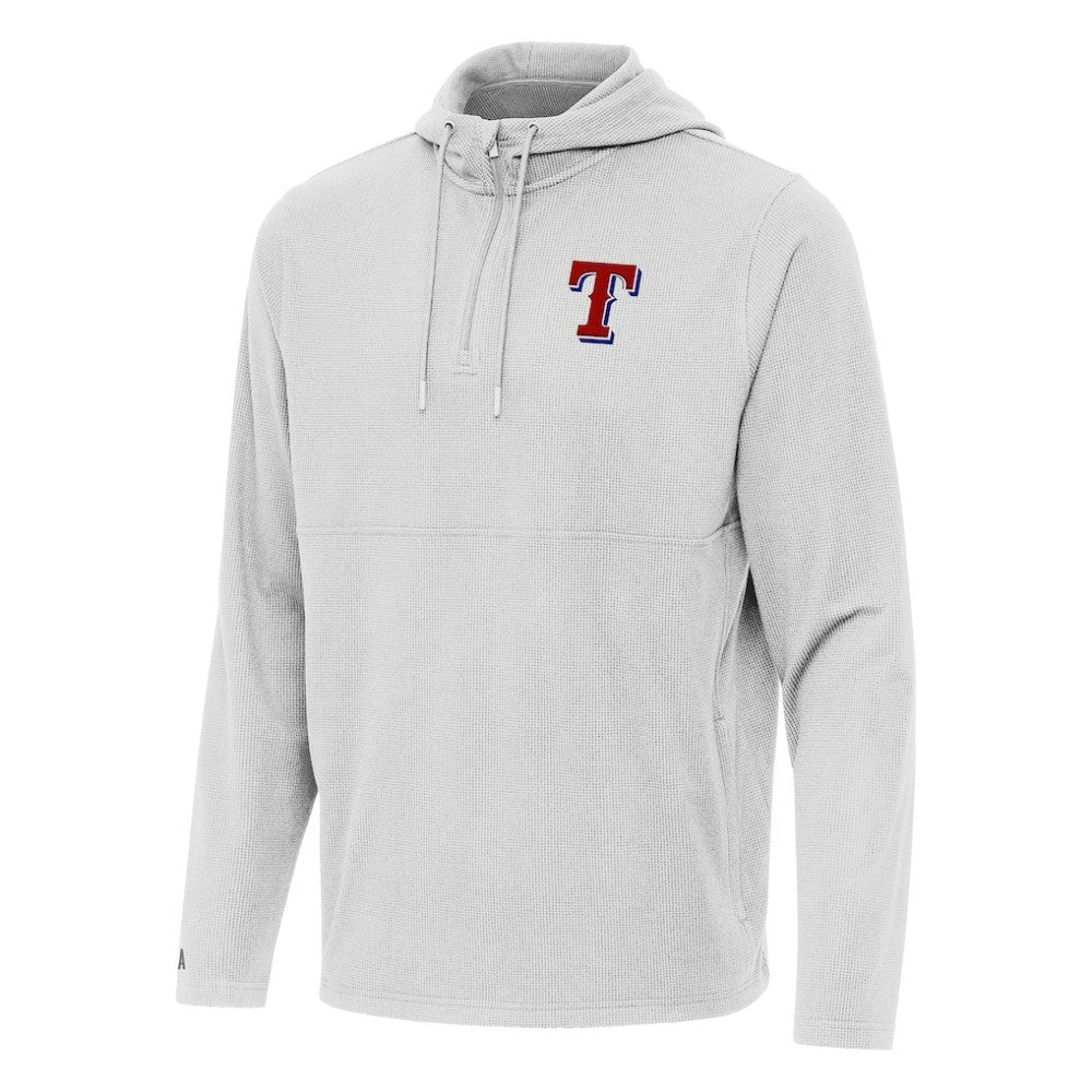 Texas Rangers Antigua Connected Quarter-Zip Pullover Hoodie - Gray Hoodies