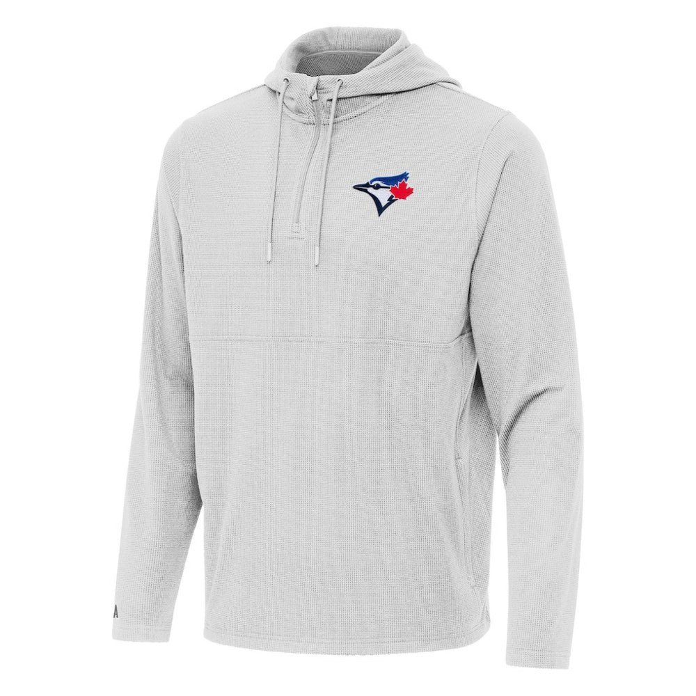 Toronto Blue Jays Antigua Connected Quarter-Zip Pullover Hoodie - Gray Hoodies
