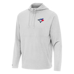 Toronto Blue Jays Antigua Connected Quarter-Zip Pullover Hoodie - Gray Hoodies