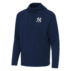 New York Yankees Antigua Connected Quarter-Zip Pullover Hoodie - Navy Hoodies