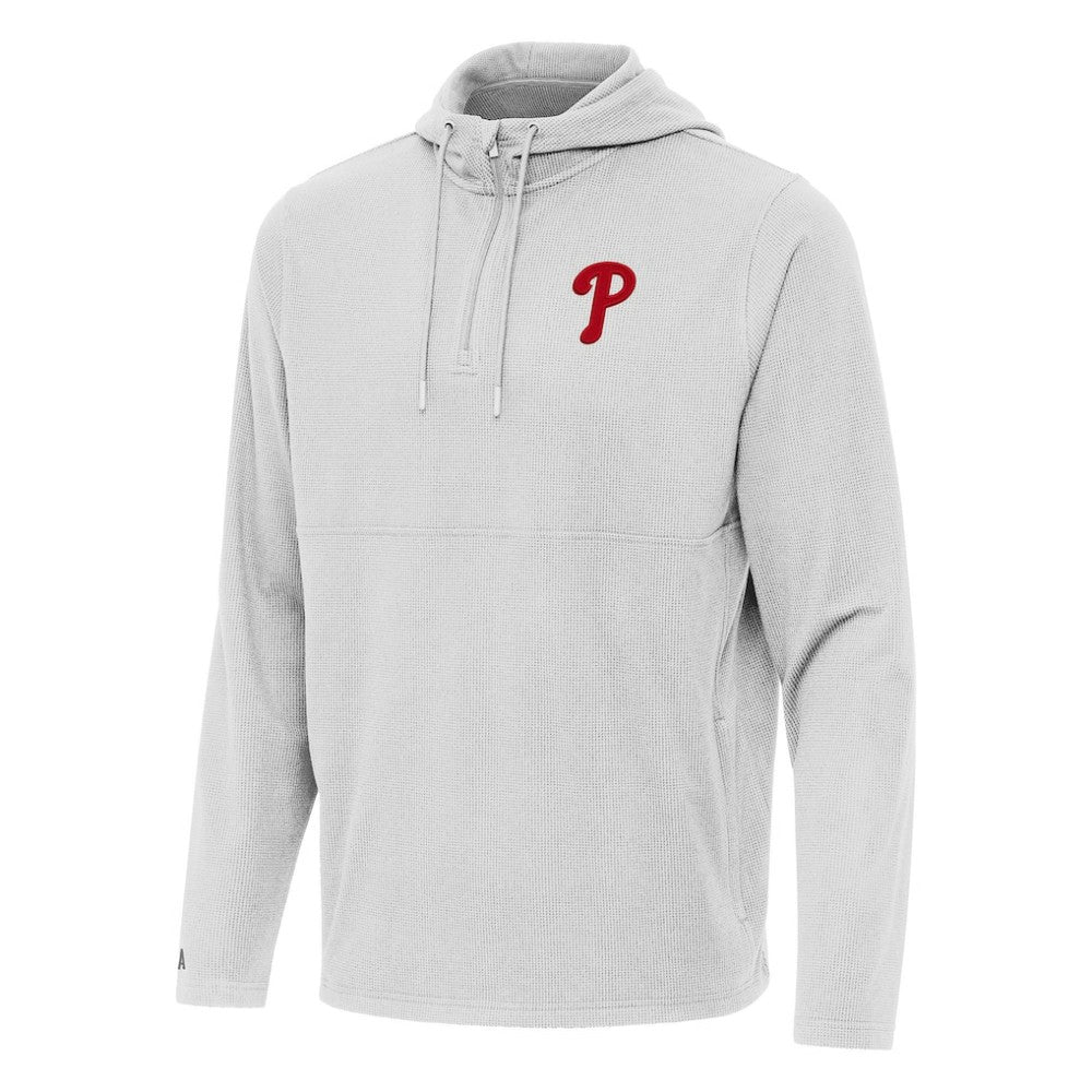 Philadelphia Phillies Antigua Connected Quarter-Zip Pullover Hoodie - Gray Hoodies