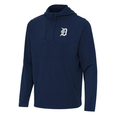 Detroit Tigers Antigua Connected Quarter-Zip Pullover Hoodie - Navy Hoodies