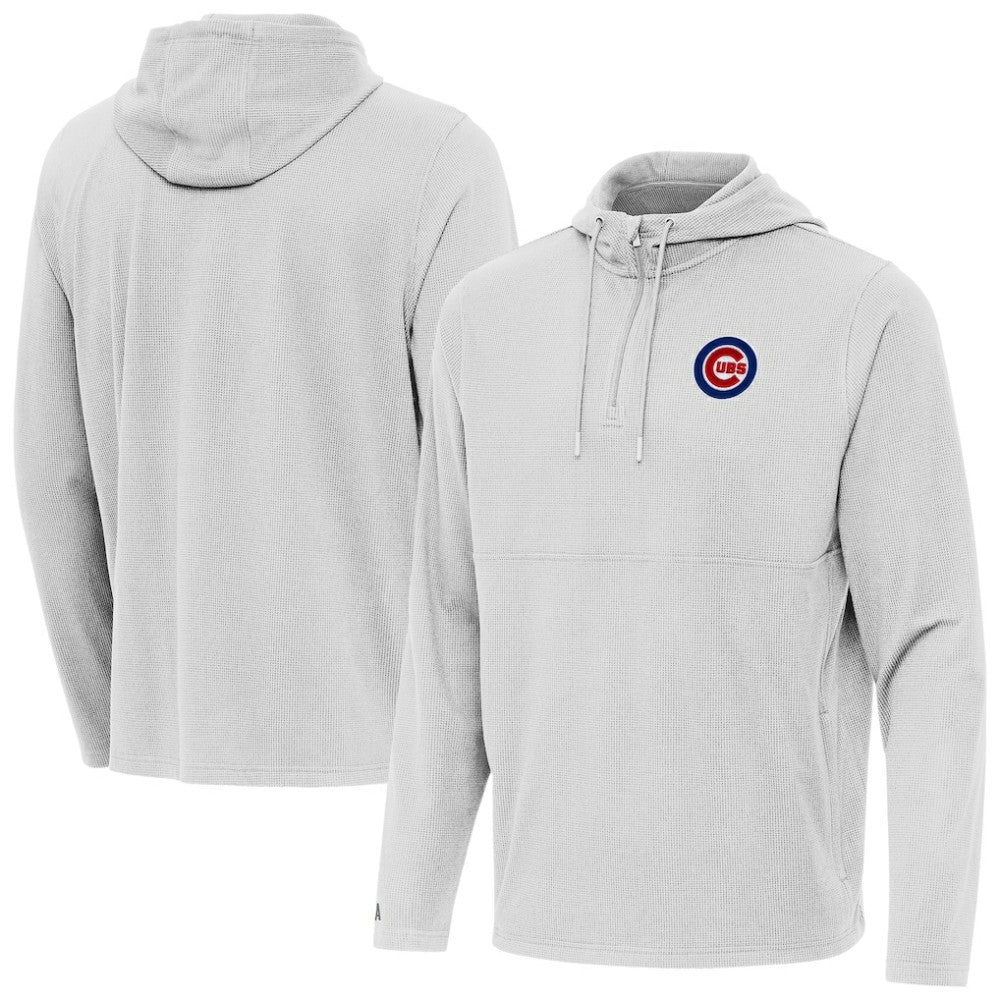 Chicago Cubs Antigua Connected Quarter-Zip Pullover Hoodie - Gray Hoodies