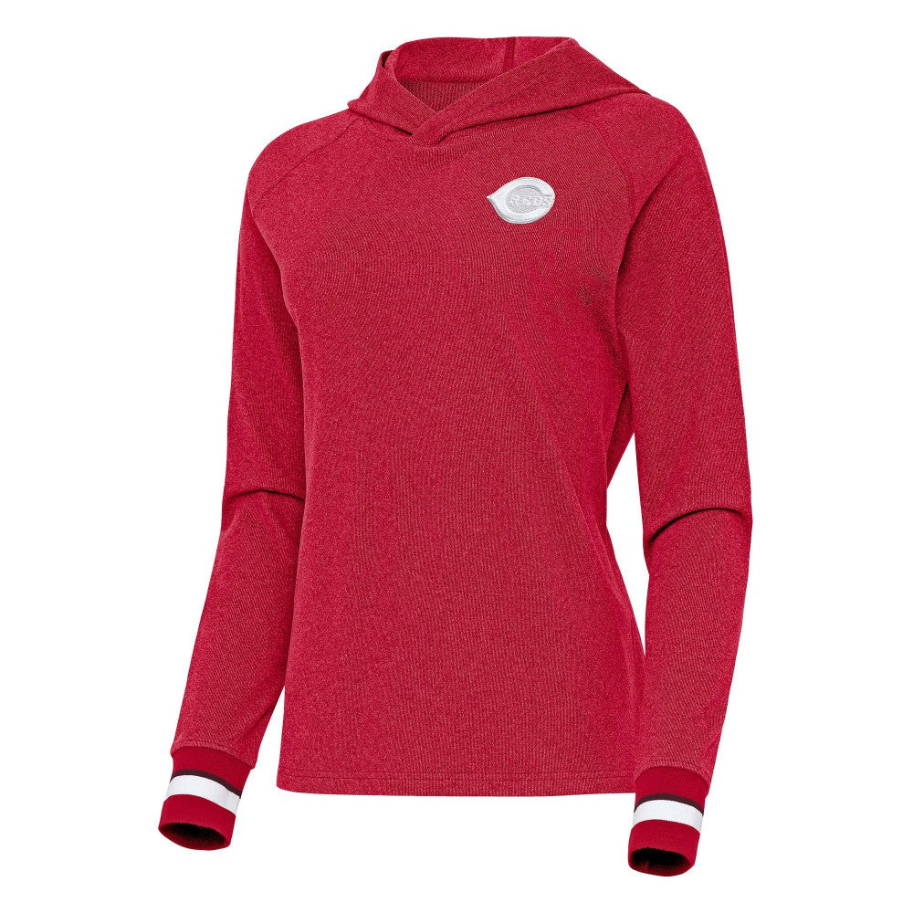 Cincinnati Reds Antigua Women's Trek Pullover Hoodie - Red Hoodies
