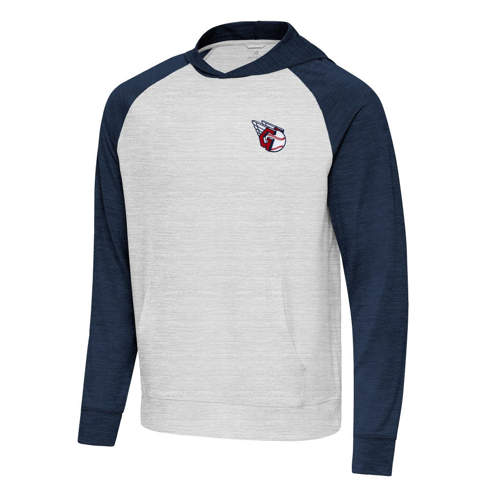 Cleveland Guardians Antigua Urgent Pullover Hoodie - Heather Navy/Gray Hoodies
