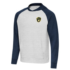 Milwaukee Brewers Antigua Urgent Pullover Hoodie - Heather Navy/Gray Hoodies