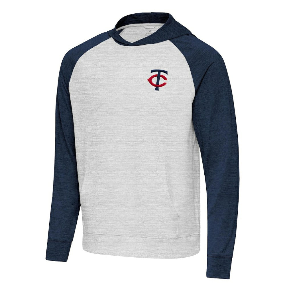 Minnesota Twins Antigua Urgent Pullover Hoodie - Heather Navy/Gray Hoodies