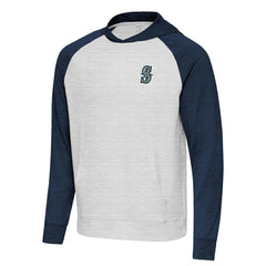 Seattle Mariners Antigua Urgent Pullover Hoodie - Heather Navy/Gray Hoodies