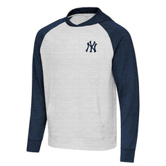 New York Yankees Antigua Urgent Pullover Hoodie - Heather Navy/Gray Hoodies