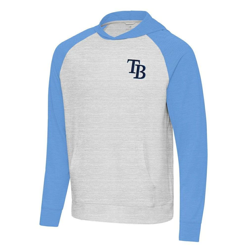 Tampa Bay Rays Antigua Urgent Pullover Hoodie - Powder Blue/Gray Hoodies