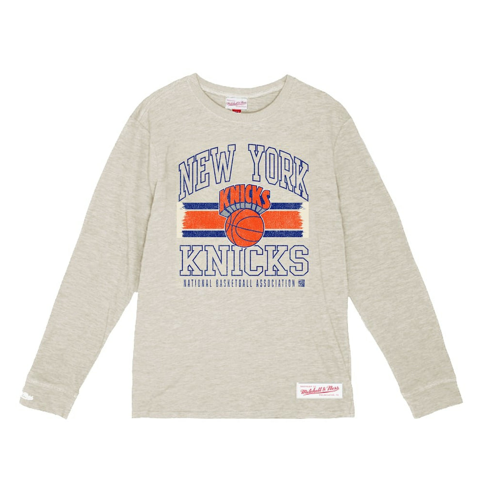 New York Knicks Striped Logo Lockup Premium T-Shirt Cream