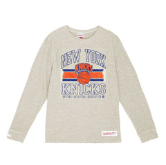 New York Knicks Striped Logo Lockup Premium T-Shirt Cream