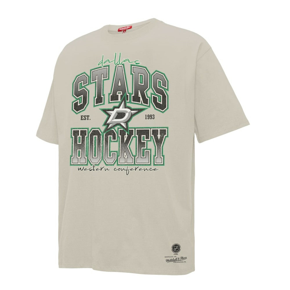 NHL Dallas Stars Mitchell & Ness Women's Dump & Chase Boyfriend T-Shirt - Cream