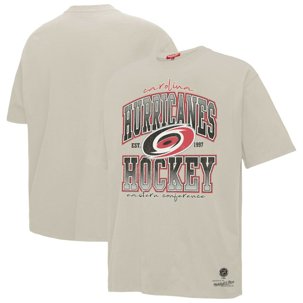NHL Carolina Hurricanes Mitchell & Ness Women's Dump & Chase Boyfriend T-Shirt - Cream