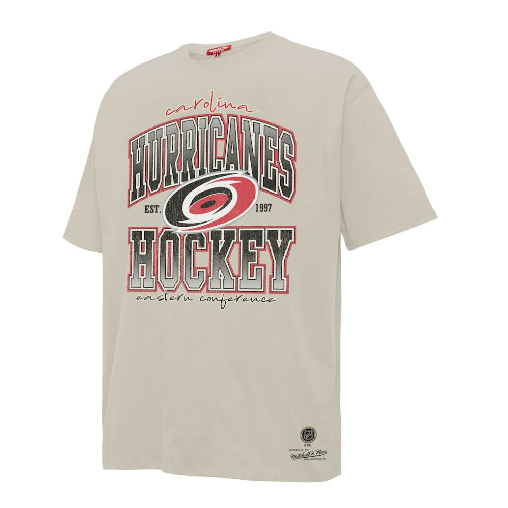 NHL Carolina Hurricanes Mitchell & Ness Women's Dump & Chase Boyfriend T-Shirt - Cream