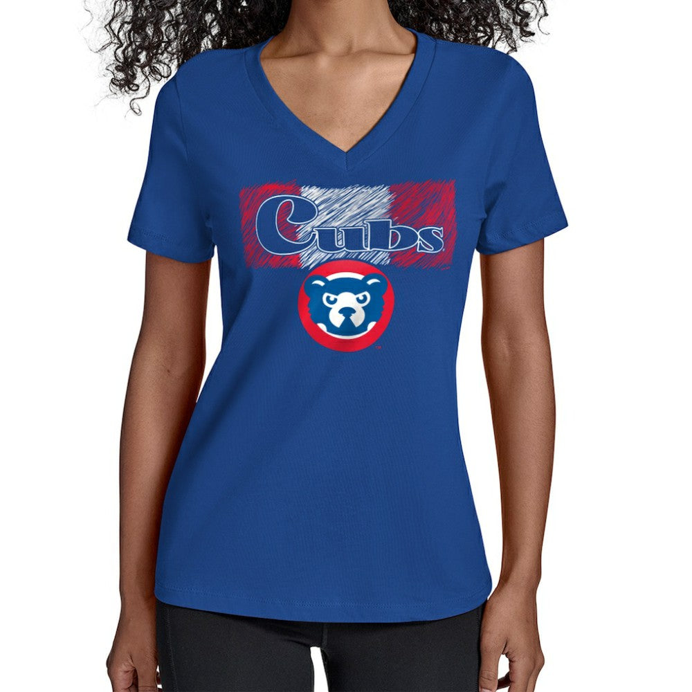 Chicago Cubs Starter Women's Team Color Shading V-Neck T-Shirt - Royal T-shirts