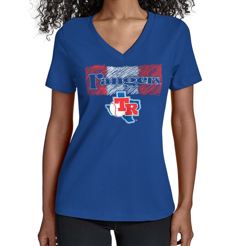 Texas Rangers Starter Women's Team Color Shading V-Neck T-Shirt - Royal T-shirts