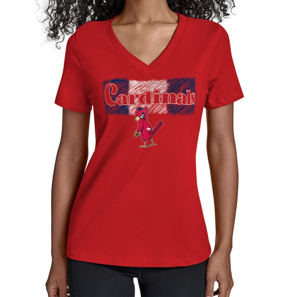 St. Louis Cardinals Starter Women's Team Color Shading V-Neck T-Shirt - Red T-shirts